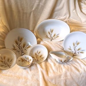 Rare Vintage Mid Century 60s NORITAKE China WHEATON #5414 Set- 7 Pieces total